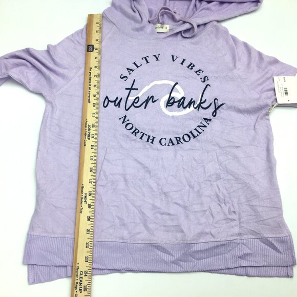 NEW Ocean Drive Lavender OBX NC Knit Hoodie Salty Vibes Lightweight Small - Picture 5 of 8